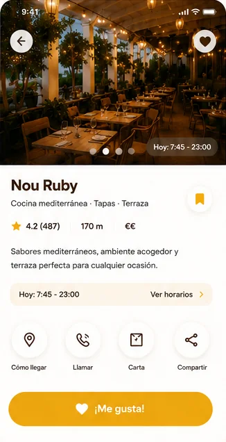 Ficha de un restaurante en Kremaet con horario, cómo llegar y llamar